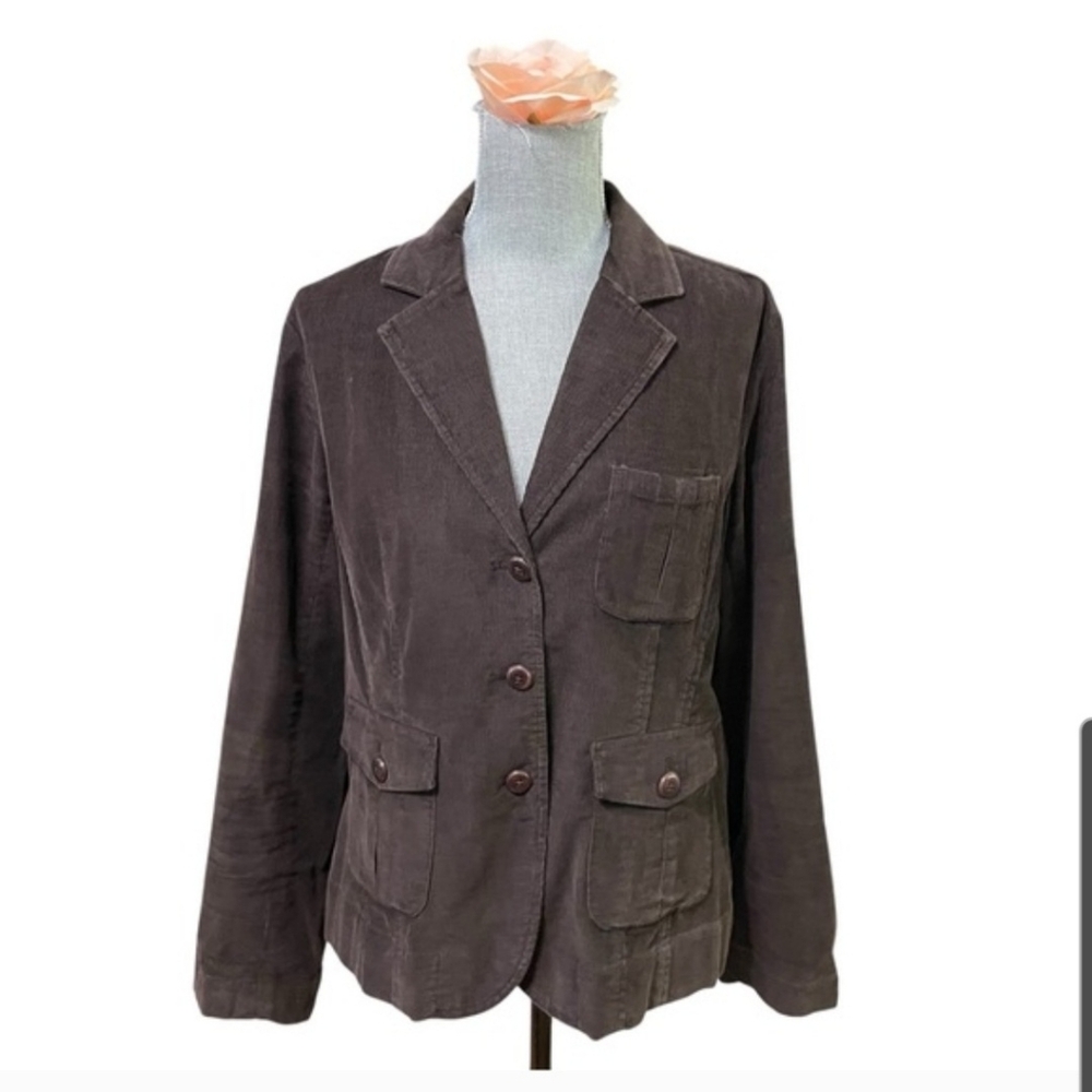 Talbots Chocolate Brown Corduroy Stretch JacketBlazer Sz 14  Excellent Condition